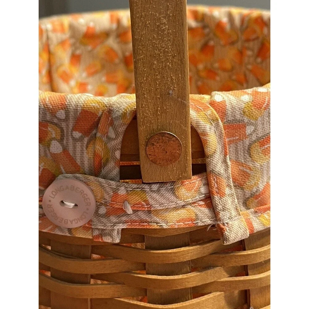 Longaberger Halloween October Fields Candy Corn Liner Basket Combo Protector Lid